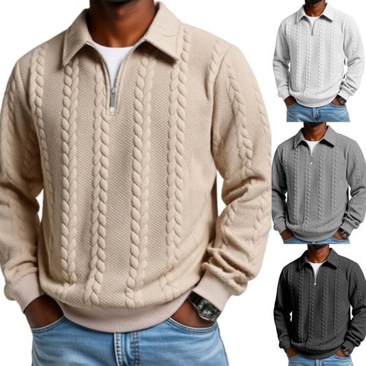 💖LAST DAY SALE 50% OFF🔥New arrivals offer-Men's Casual Half-Zip Cable-Knit Sweater