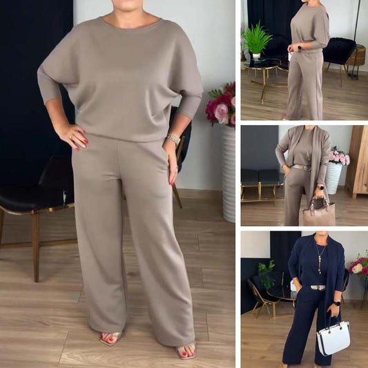🔥Last Day Promotion 50% Off🔥Elegant Longline Cardigan & Top & Pants 3-Pieces Set✨